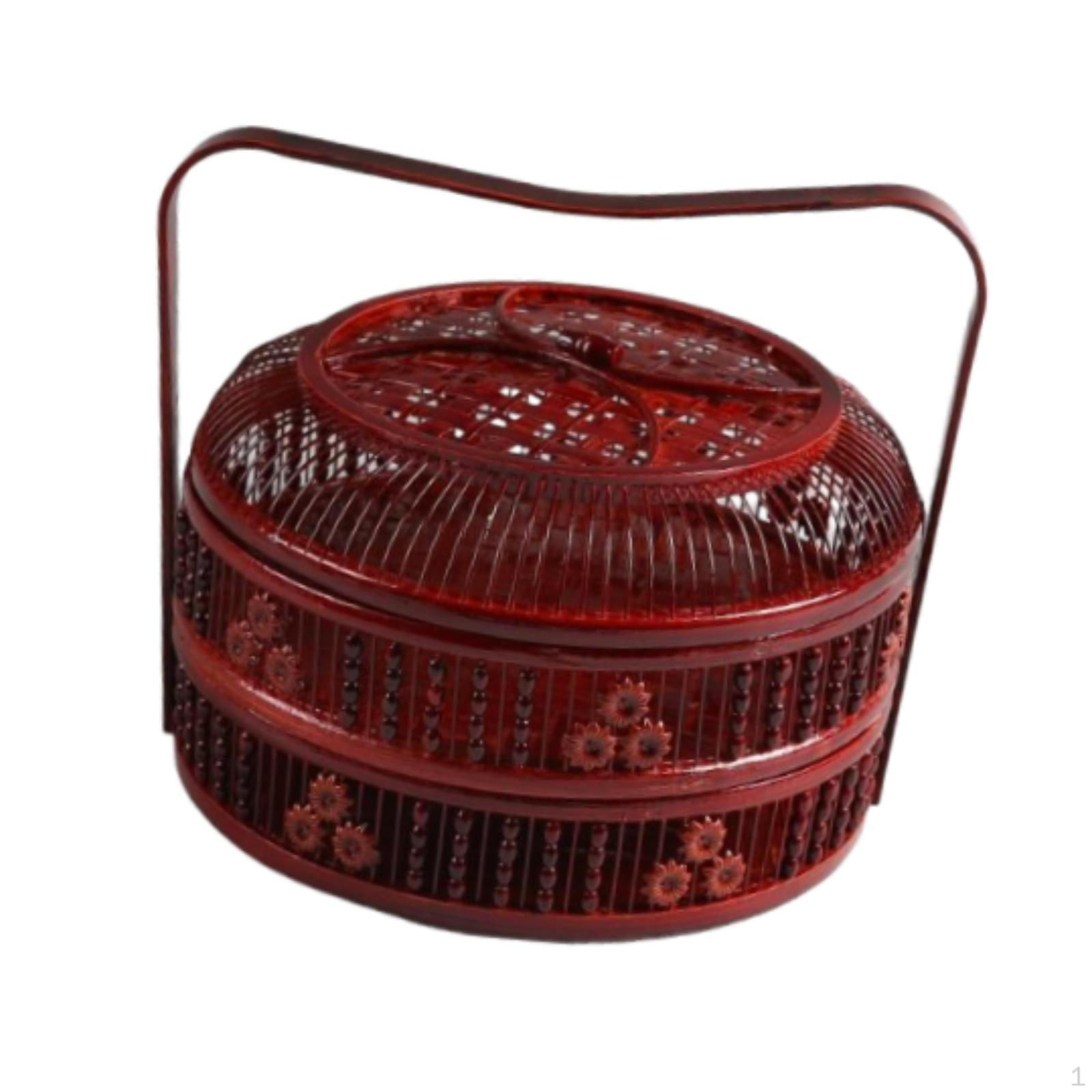 

Бамбуковая корзина для яиц Контейнер Универсальный Деревенский Портативный с ручкой и крышкой Органайзер для овощей Two Layer