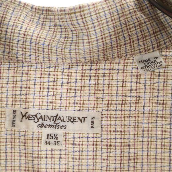 Yves Saint Laurent 80s 90s Old Check Pattern Long Sleeve Shirt Shirt Men's Used