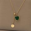 A Love Stainless Steel Necklace, Women'S Y-Shaped Pendant Necklace, Clavicle Chain Can Be Adjusted, Suitable for Daily, Party Wear