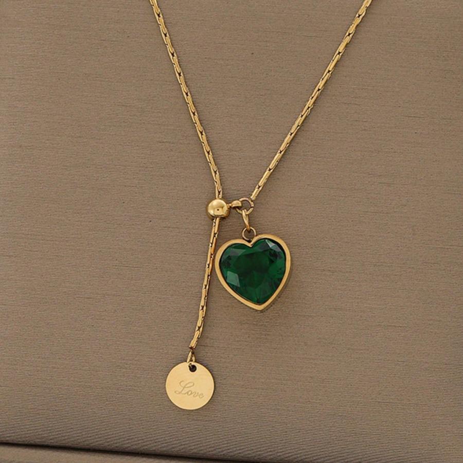 A Love Stainless Steel Necklace, Women'S Y-Shaped Pendant Necklace, Clavicle Chain Can Be Adjusted, Suitable for Daily, Party Wear