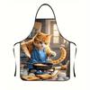 Süßer Katzen Kochschürze, Lustige Tier Küchen Kochschürze 3D Gedruckt Hausbacken Schürze Mehrere Größen Erhältlich Perfekt zum Kochen