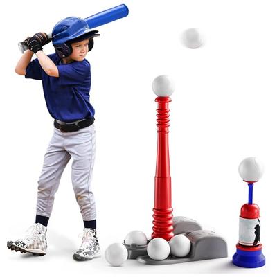 T Ball Set with Automatic Pitching Machine Adjustable Baseballs Batting Tee 6 Development Motor Skill Toy for