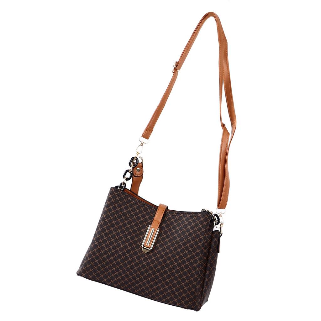 Damen Handtasche Handtasche Langer Riemen Hübsches Design Einzelne Schulter Handtasche für Strandparty Reise Kaffee mit Braun Kostenlos