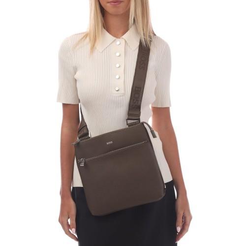 Hugo Boss Zair Kunstleder Umhängetasche mit Reißverschluss