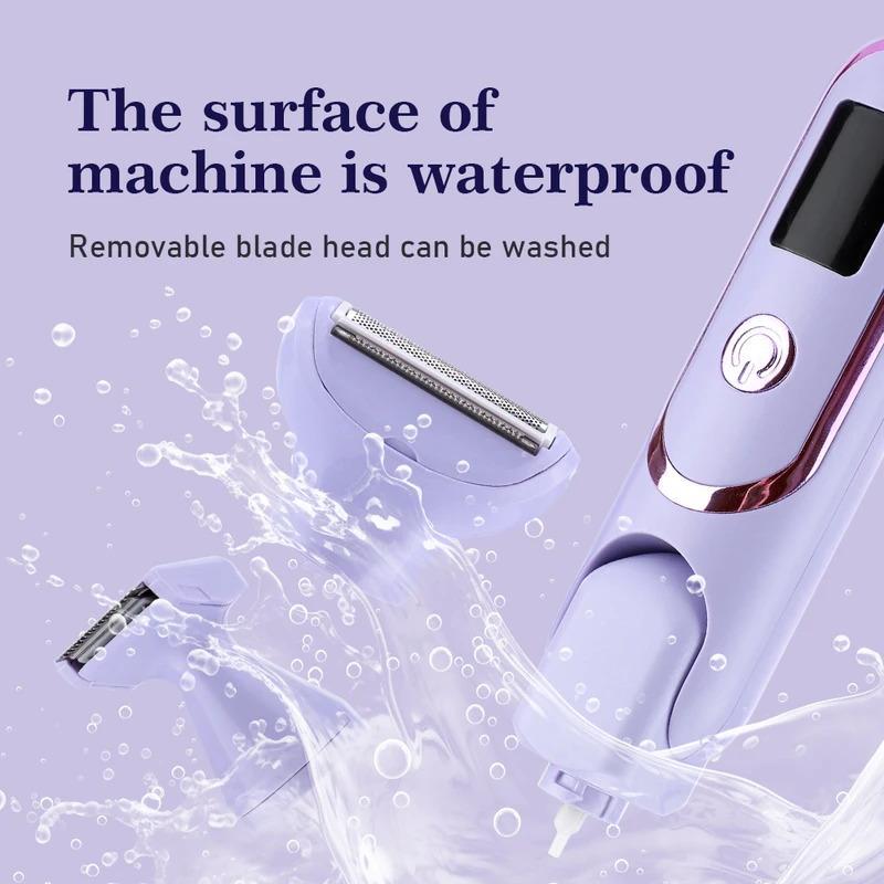 Afeitadora eléctrica 5 en 1 para mujer, afeitadora corporal, recortadora de vello para axilas, bikini, brazos, piernas, rostro y bigote, portátil, indolora.