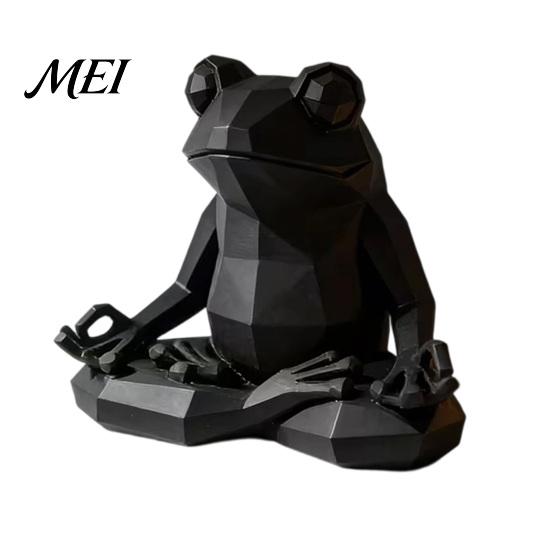 Kikkerbeeldje Yoga Beeldhouwwerk, 3D Geprint Mediterend Beeldje, Veelzijdig Makkelijk te Onderhouden Beeldje Zittend in Meditatie Standbeeld voor Bureau Planken Kamer Zen Decoratie