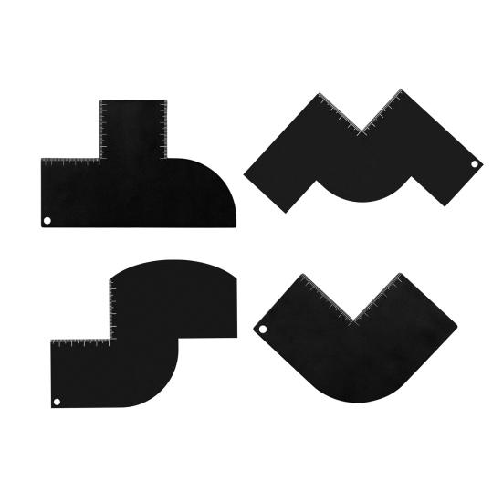 4Pcs Reusable Men Hair Styling Template Color Enhancement Barber Card with Measurement Indicator Hairline Beard Lineup Guide Shaping Haircut Template