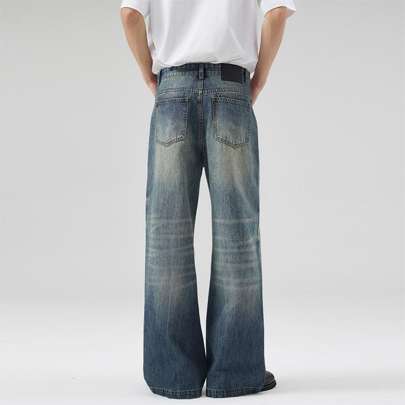 New American-style Washable Gradient Jeans for Men and Women Loose Straight Trousers