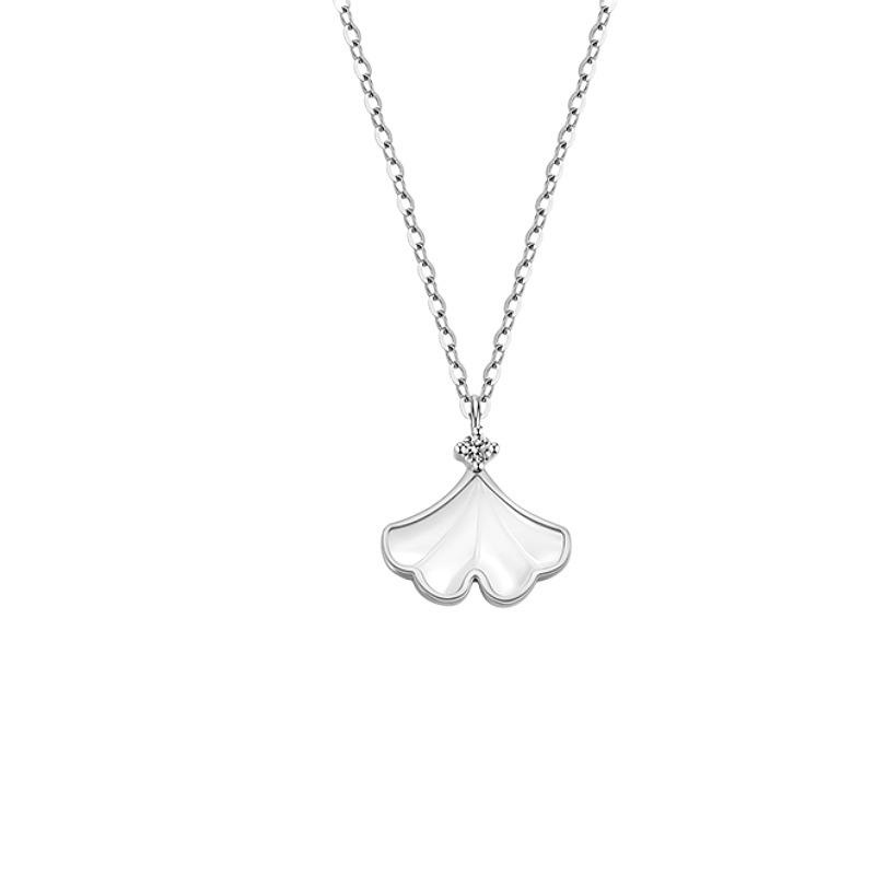 Apricot is good with you, ginkgo biloba inlaid with versatile collarbone chain, simple Korean style fritillary sterling silver s925 necklace for women