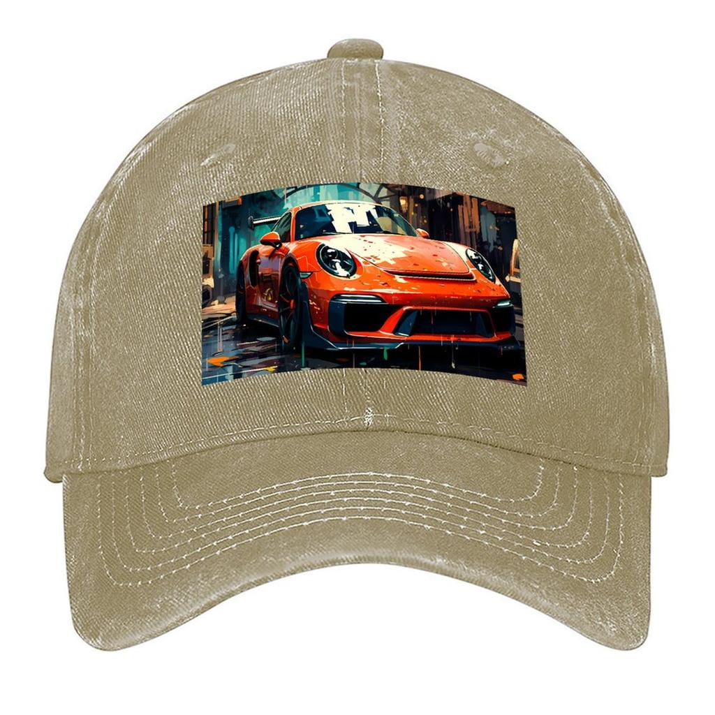 2026 2026 Vibrant Sports Car Parked On Wet City Street At Night Baseball Cap Summer Hat Snapback Cap Women's Men's