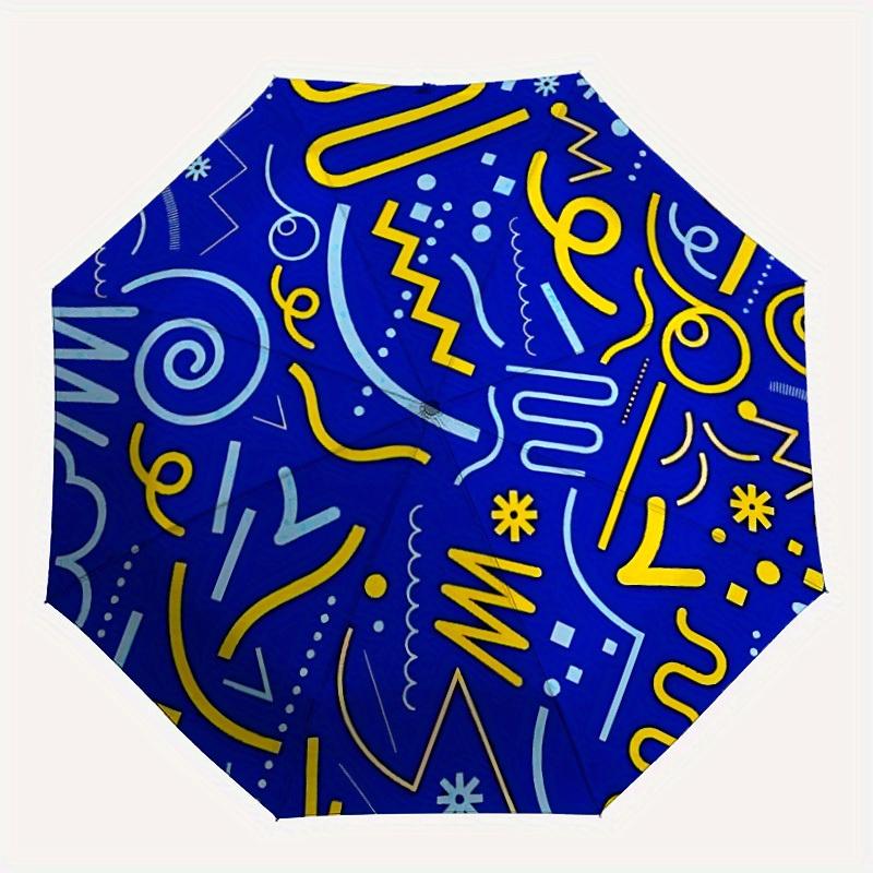 1pc Abstract Patterns Automatic Folding Umbrella, Portable & Foldable Design with 8 Ribs, Casual Outdoor Accessory yy250805148