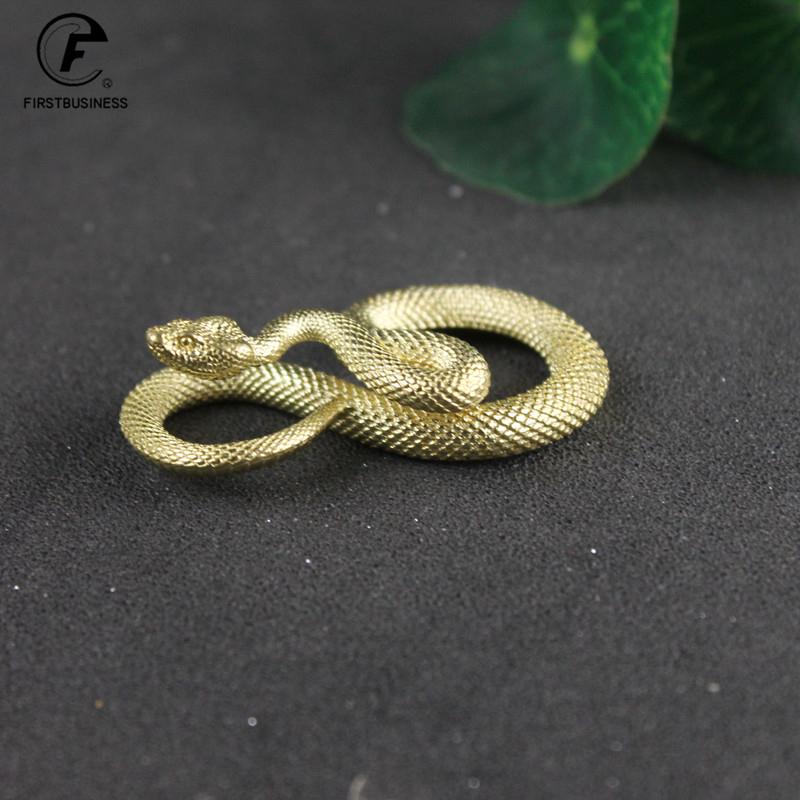 Brass Zodiac Snake Desk Ornaments Creative Animal Decorations Figurines Vintage Copper Cobra Tea Pet
