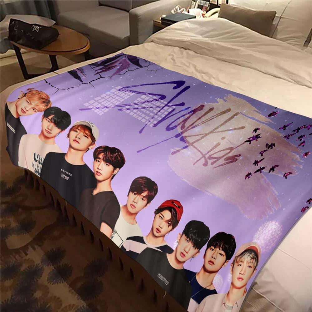 Stray Kids Blanket Soft Sofa Cover Kpop Singer Throw Blanket Flannel Blanket Lightweight Warm Bed Blankets for Bedroom Couch