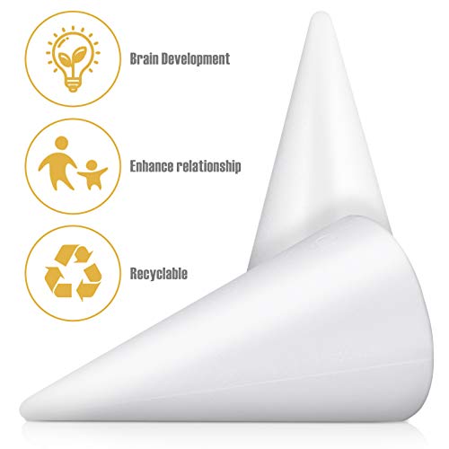 EXCEART Styrofoam Cone, 345mm X 195mm, White, for DIY Handmade Crafts, Colorable, Glueable, and Pinable, Perfect for Parents and Children, Daycare, Cl
