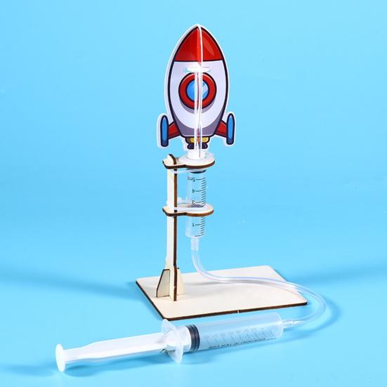 1 Sada DIY Model Raketometu Ručně Vyráběné Dřevěné Puzzle Vzduchem Poháněná Raketa Stavební Řemesla Děti STEM Vzdělávací Vědecký Experiment Hračka