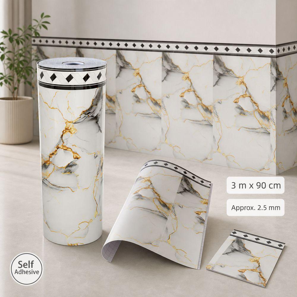 Self Adhesive Imitation Ceramic Tile Stickers Waterproof Wall Panel Sticker Home Wall Renovation