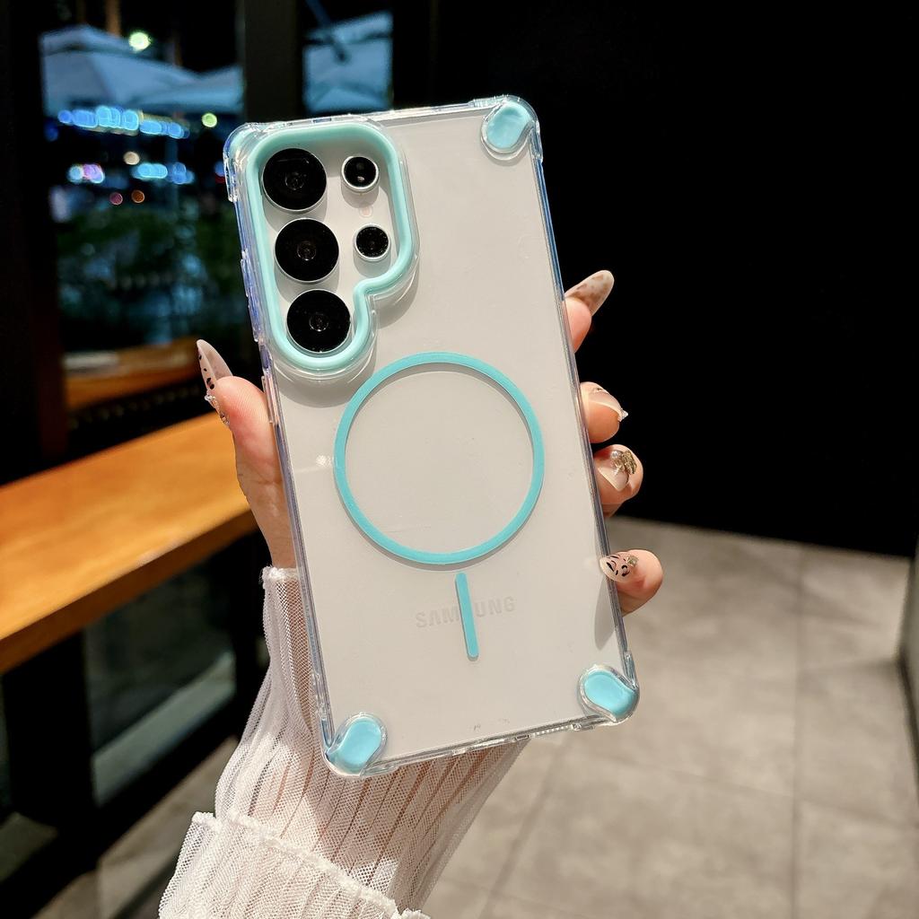 Anti fall Mobile Phone Case Suitable for Samsung S25ultra Mobile Phone Case Thin Ring Magnetic Suction S24FE Protective Case S23