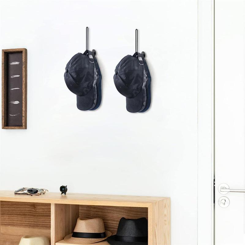 Wall-Mounted Metal Baseball Cap Storage Rack - L-Shaped Iron Wire Hat Holder