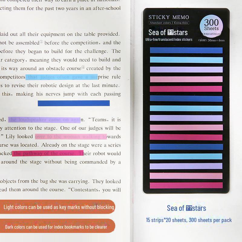 Morandi Translucent PET Index Stickers - Vanilla Autumn Series, Writable Sticky Notes & Markers