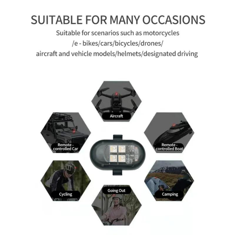 2/4/6pcs Wireless Remote Control LED Strobe Light for Car Motorcycle Drone Scooter Anti-collision Warning Lamp Flash Indicator
