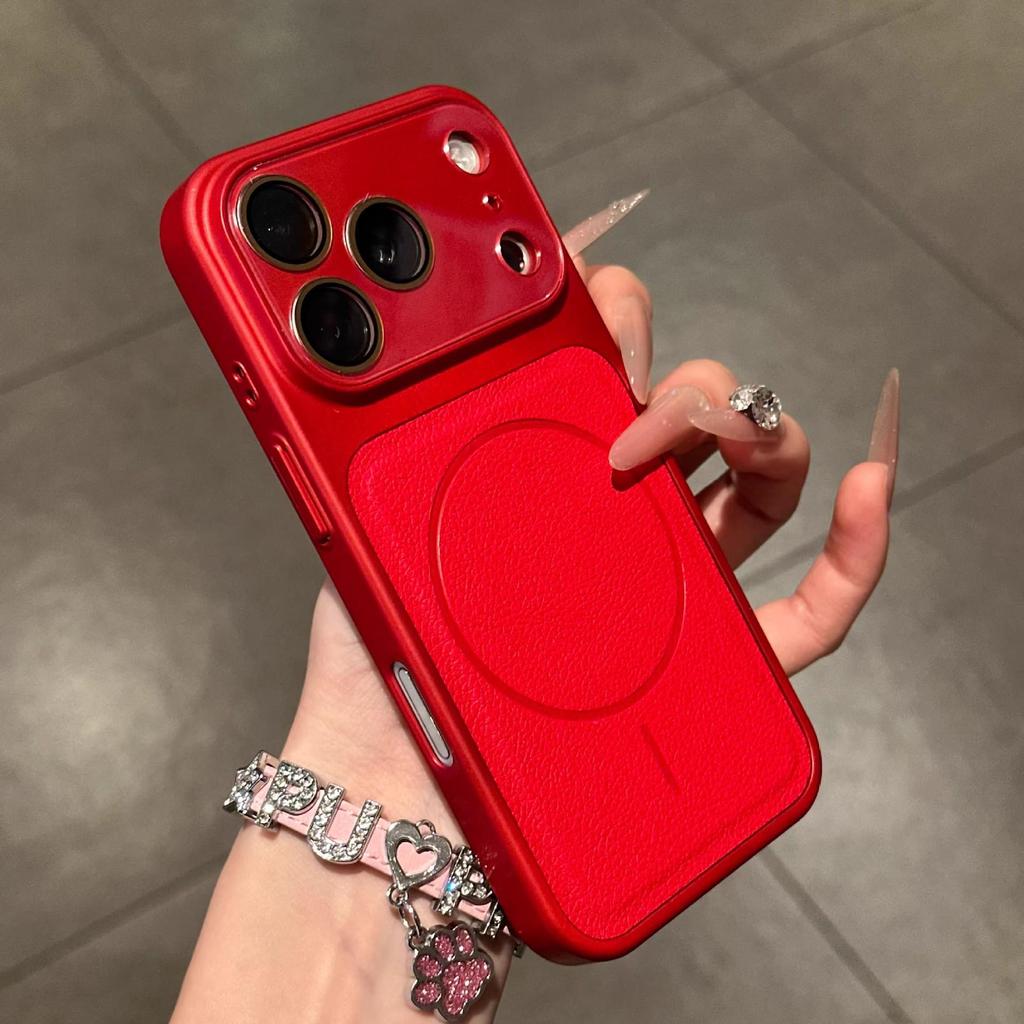 Lychee Texture Magnetic Case & Apple 16 Lens Film for iPhone 17 Pro Max