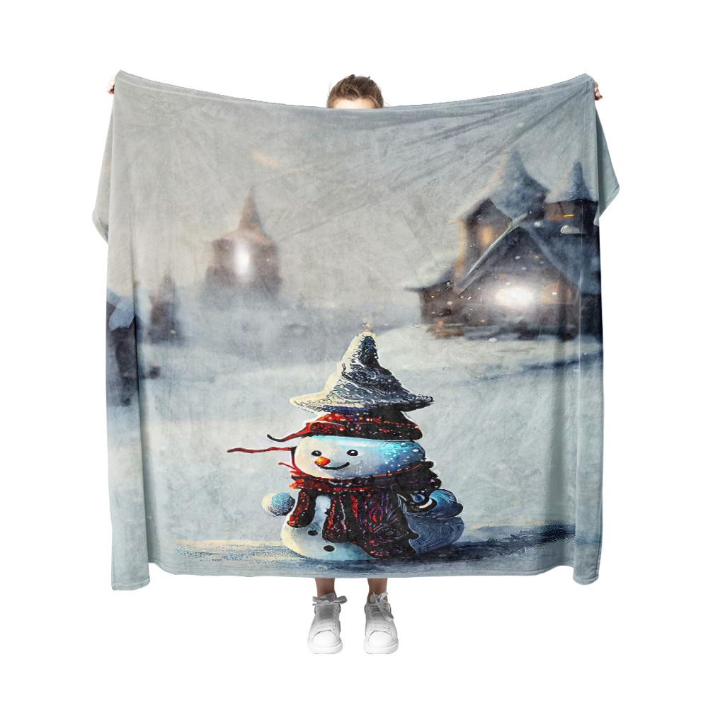 Tuniu Cute snowman plush blanket for winter sofa bed bedroom throw warm soft comfortable gift