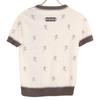Hermes 24 Stainless Steel Cashmere Blend Stirrup Embroidered Short Sleeve Knit Tops 36 IvoryUsed