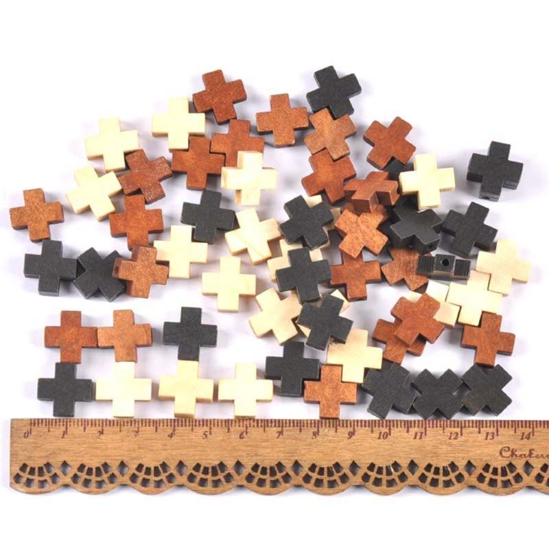50 Pcs Natural Wood Crosses Pendant Jewelry Findings Fashion Small Crosses Charm Hanging Decoration Jewelry Accessories