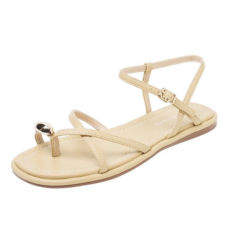 7468-20 Flat-soled Women's Sandals, New Korean Version of Youth Roman Shoes for Summer 2025, Outer Wear