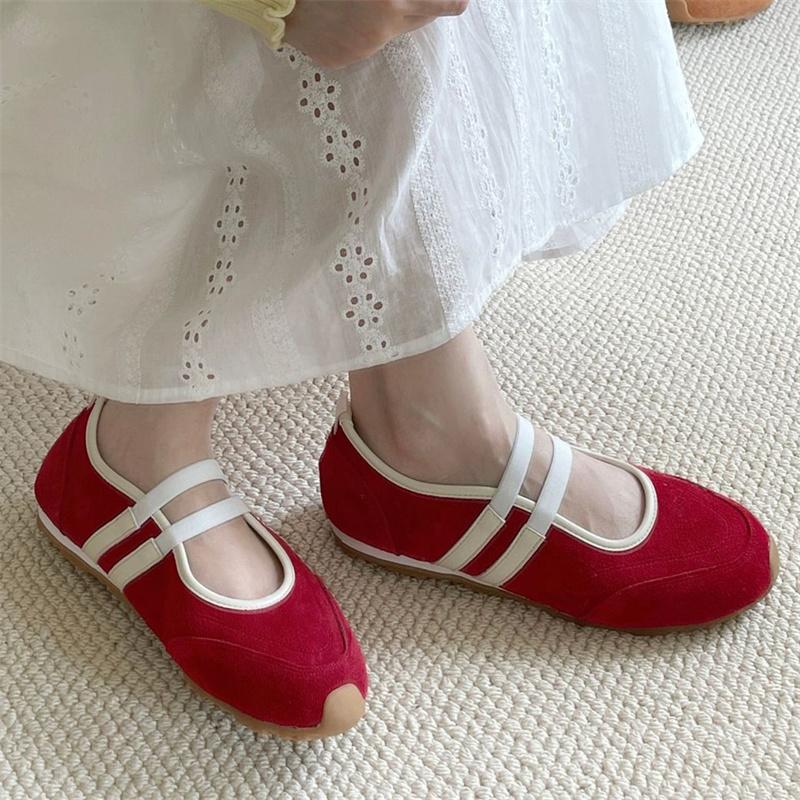 Fashion IPPEUM Ballet Sneakers Flats Round Toe 2025 New Red Ballerina Shoes Woman