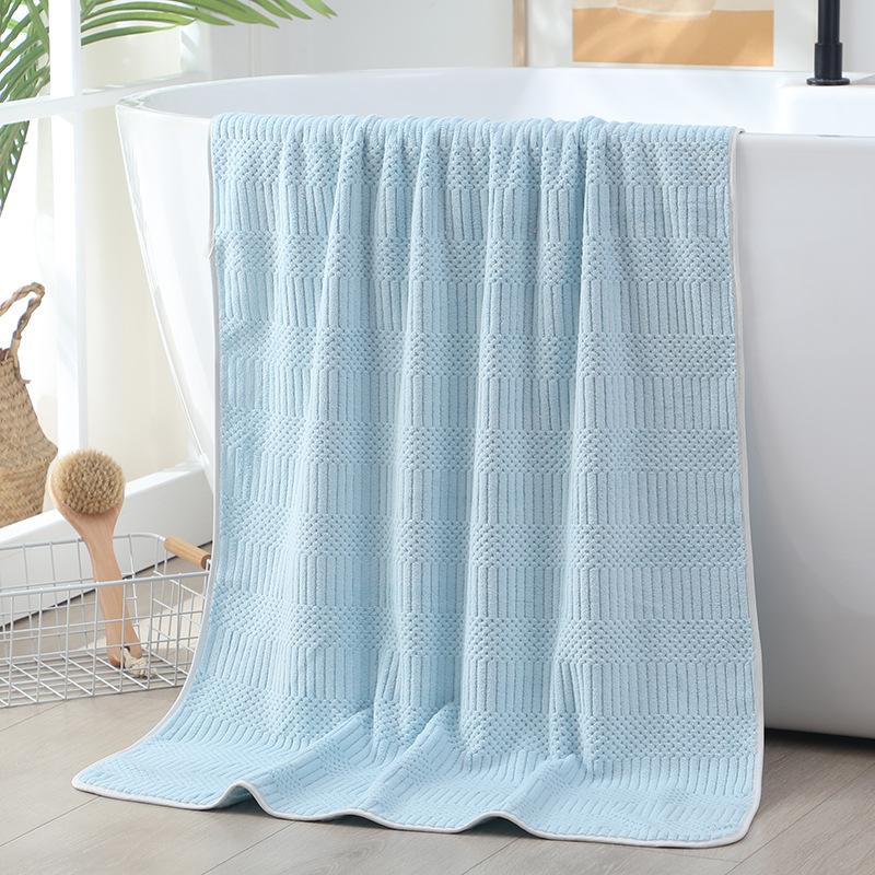 Thickened Coral Fleece Bath Towel Plaid Adult Thickened Large Towel Swimming Towel Soft Absorbent Towel