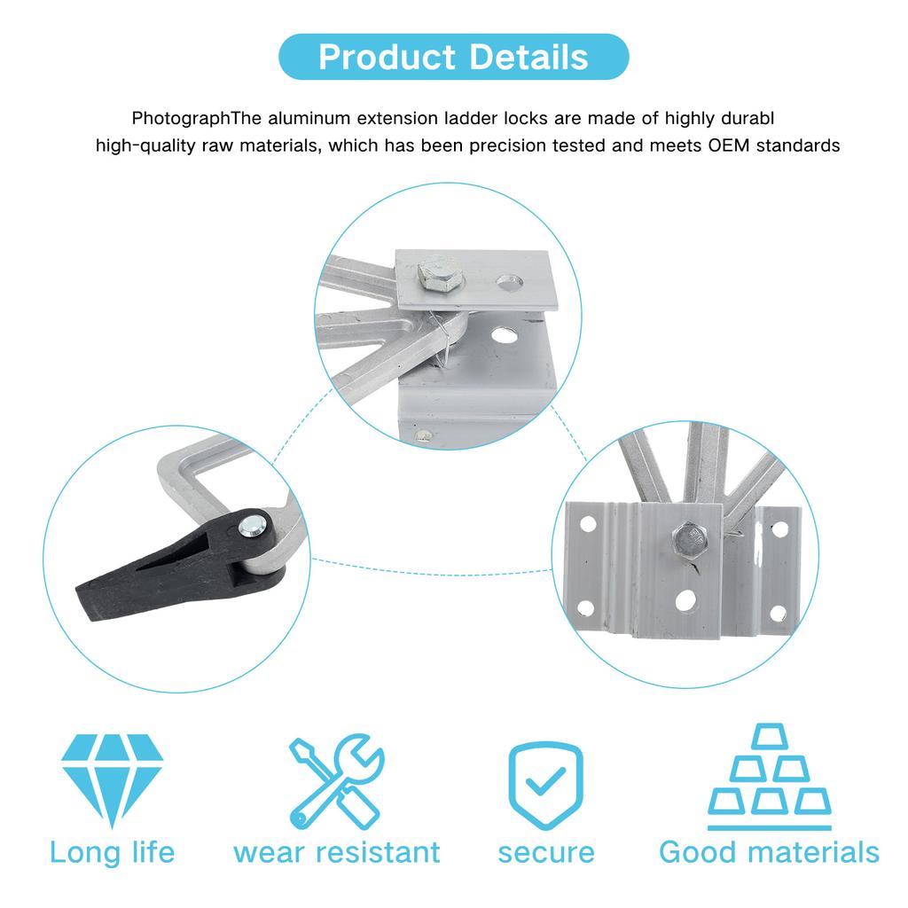 2-teiliges Sprossenschloss für Verlängerungsleitern, robustes Sprossenschloss-Kit aus Aluminiumlegierung für 28-11 Teleskop-Sprossenteile