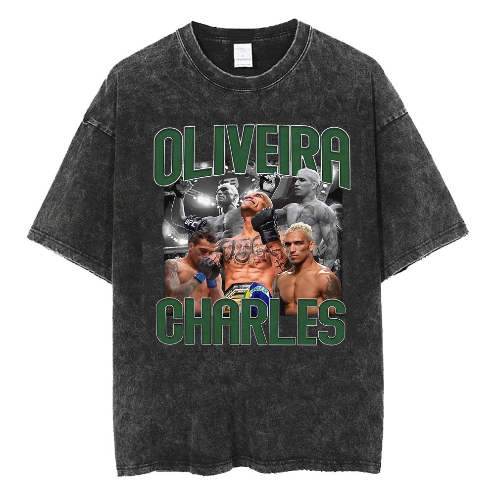 Limited Charles Oliveira Do Bronx Graphic Tshirts Mens Clothing Fashion Gothic Cool T Shirt Vintage Washed Short Sleeve Tshirt