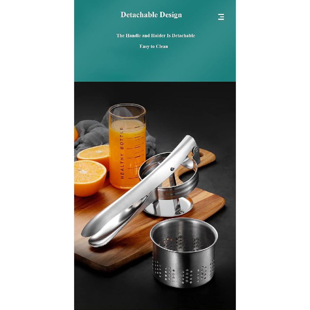 Stainless Steel Vegetable Squeezer, Upgrade Red Silicone Handle Metal Vegetable Water Squeezer for Squeezing Veggie Liquid