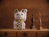 Lucky Cat Jewelry Cat Left Paw Raised Ceramic Lucky Cat Auspicious Feng Shui Ornament (M-SIZE White) / _ Maneki-neko (jw_M White)