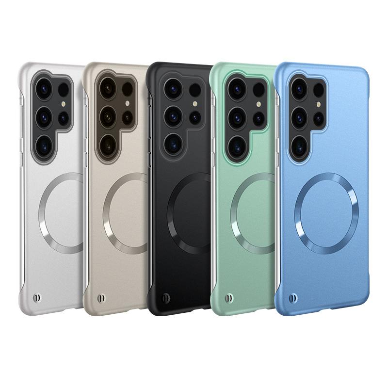 Thin Hard Pc for Magsafe Magnetic Frameless Case for iPhone 16 Pro 15 14 Plus 13 12 Pro Max Samsung S25 Ultra S24 S23 S22 Plus Matte Color Solid Cover