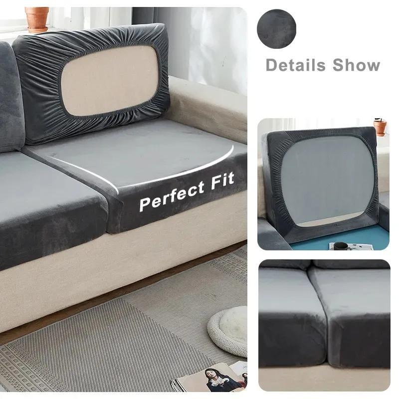 Velvet sofa cushion cover for living room elastic thicken stretch L shape corner armhair sofa slipcover furniture protector