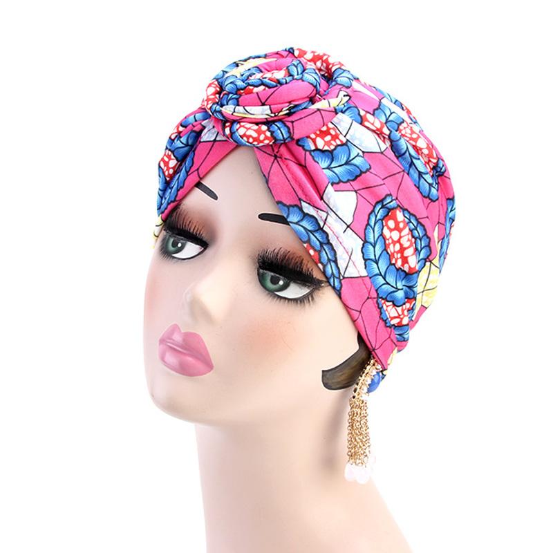 Damen Afrikanischer Druck Turban Hut Scrunchies Knoten Kopftuch Stretch Bandanas Party Kopfbedeckung Damen Kopftuch Haaraccessoires