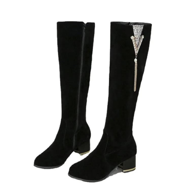 Fashion Heels Women's Boots Side Zippers Women's Long Boots Thick Heels High Shoes for Women High Heels Autumn Winter New