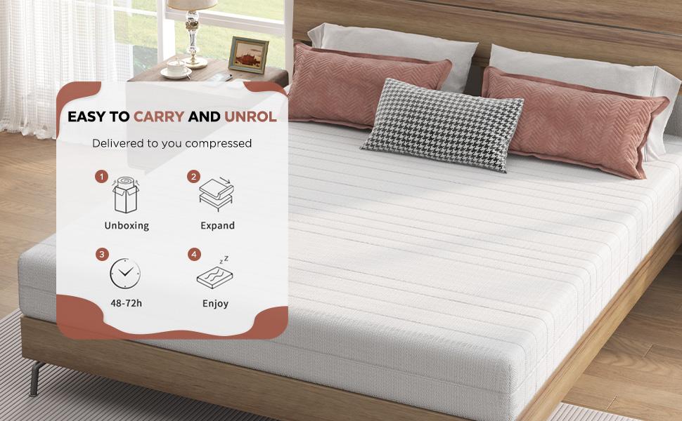 Mattress 140x200, Height 20cm, Ergonomic Cold Foam Mattress, Fabric with Soft Surface, Medium Firmness