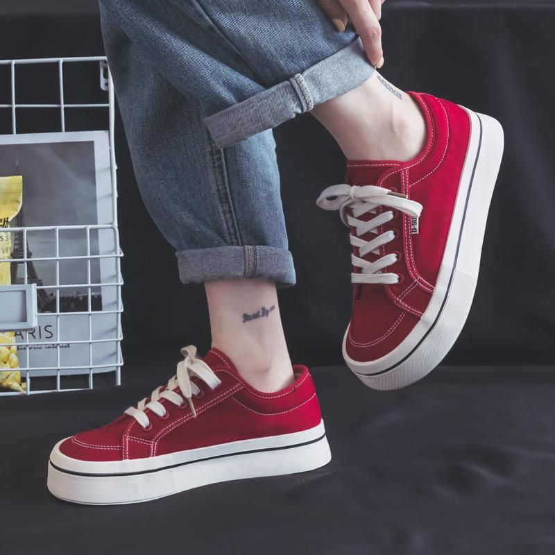 Mango head big head red canvas shoes new autumn temperament sneakers cloth shoes board shoes