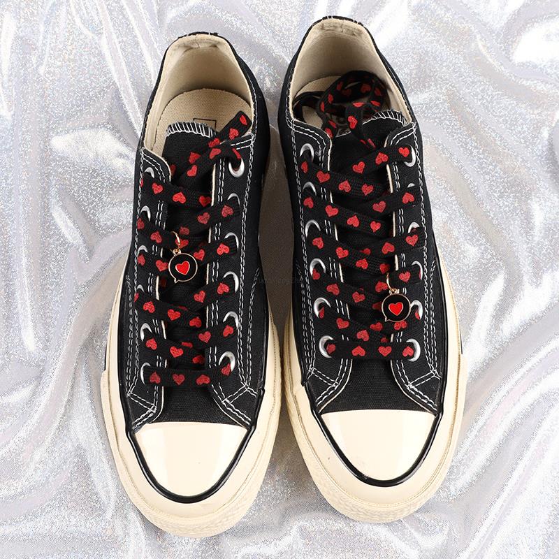 Fashion Love Heart Shoelaces High-top Canvas Sneakers Shoelace Flat Laces Shoe Strings 100/120/140/160/180CM Shoes Accesories