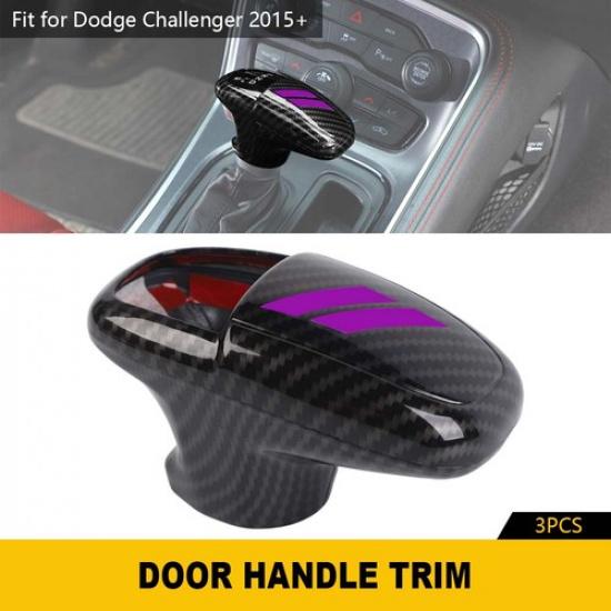 Carbon fiber Purple Gear Shift Knob Cover Trim for 2015-23 Dodge Charger Durango