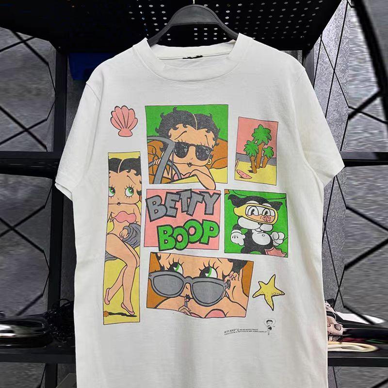 2025 Fashion Summer Betty Boop Betty Doll Cute Sweet Cool Style Short Sleeve T-Shirt CEC Premium Sense Retro Ins Trendy Top