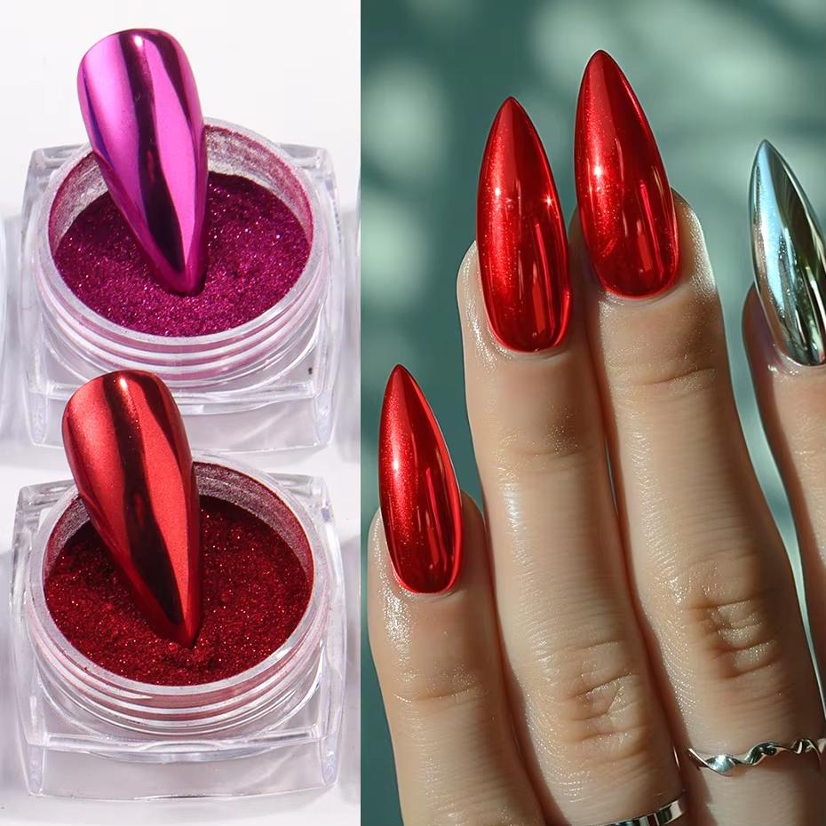 8 Box Chrome Mirror Nail Powder Metallic Silver Gold Blue Nail Art Glitter Rubbing Pigment Flakes Dust For DIY Luxury Manicures