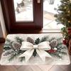 Red Black Buffalo Plaid Christmas Gnome Doormat Merry Christmas Snowflake Print Soft Entrance Rug Indoor Outdoor Decor Carpet