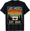 Lake America Est 2026 Vintage USA Patriotic Sunset T-Shirt