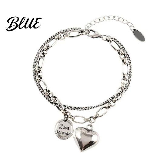 Adjustable Bracelet for Women Heart Charm Double-Layer Love Alloy