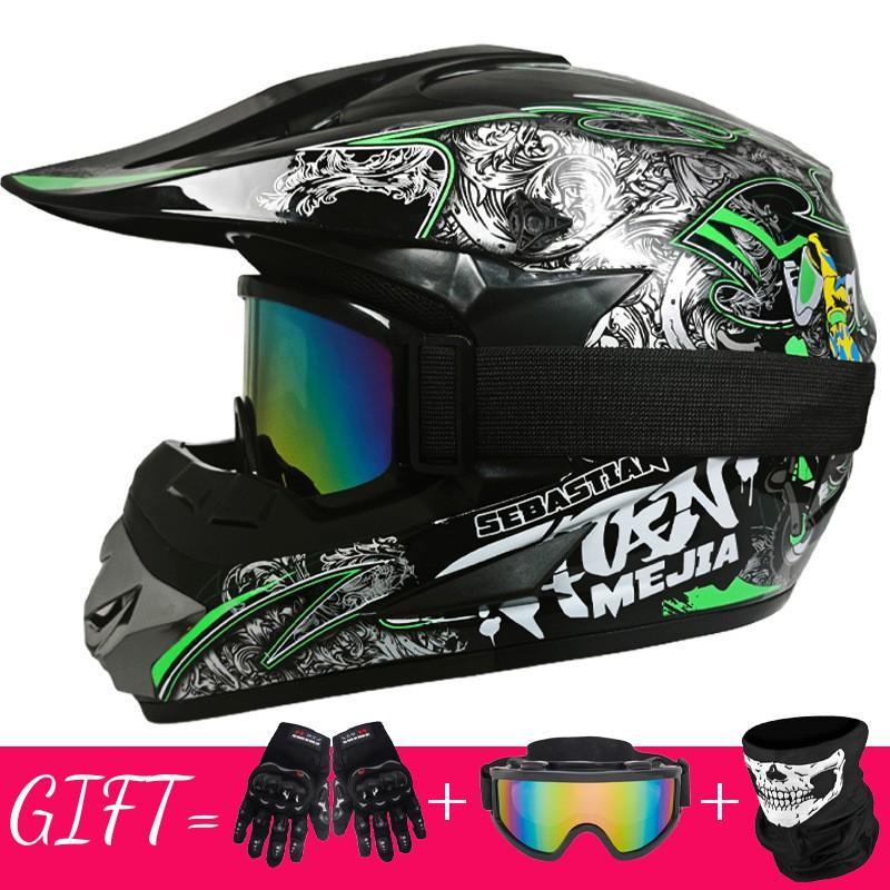 Full Face Mountain Bike Helmet With Goggles Gloves Mask Downhill MTB Trail Riding