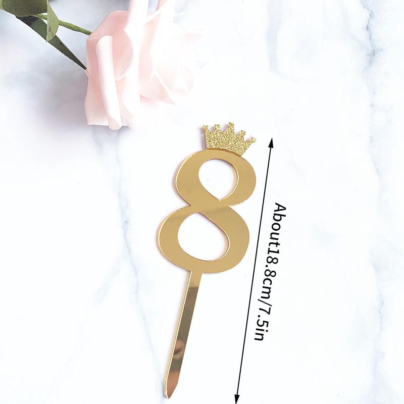 INS 0-9 Number Acrylic Mirror Cake Toppers For Kids Adults Birthday Party Supplies Wedding Anniversary Days Cake Decorations
